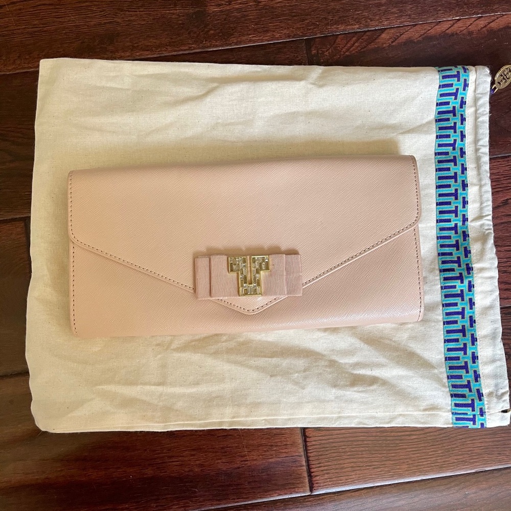 Tory Burch Blush clutch with crystal buckle